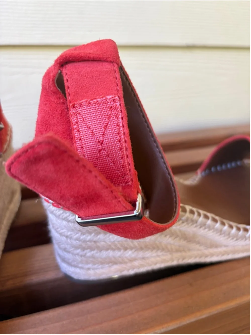 Franco Sarto Clemens Espadrille Wedge Sandals Cherry Red Suede Size 6M
